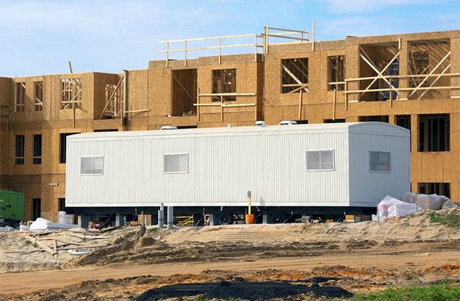 office trailers and equipment rental at a construction site in Addison IL